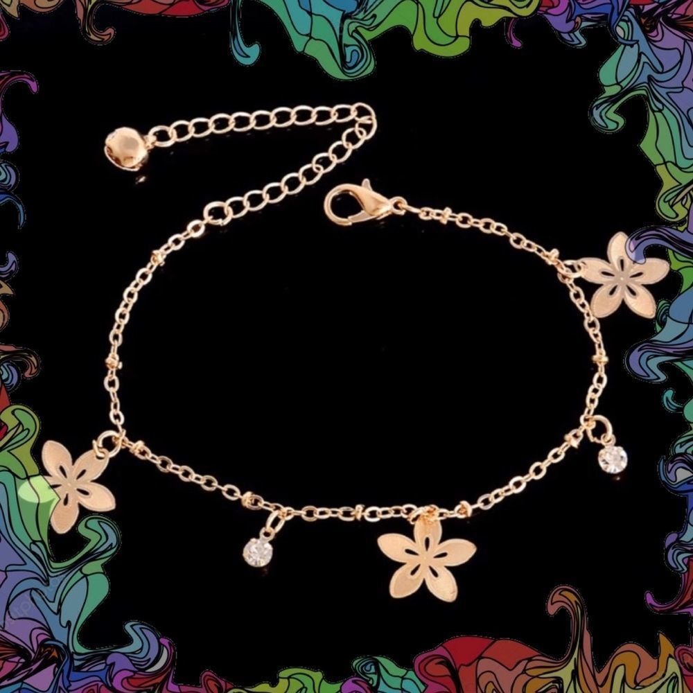 Dainty Gold & Crystal Flower Anklet/Bracelet
